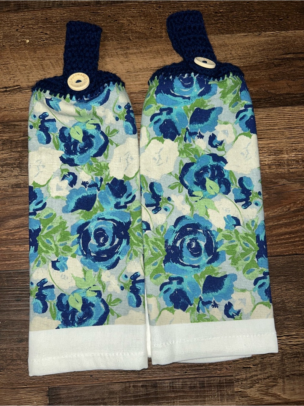 Blue Floral Hanging Kitchen Towel Set